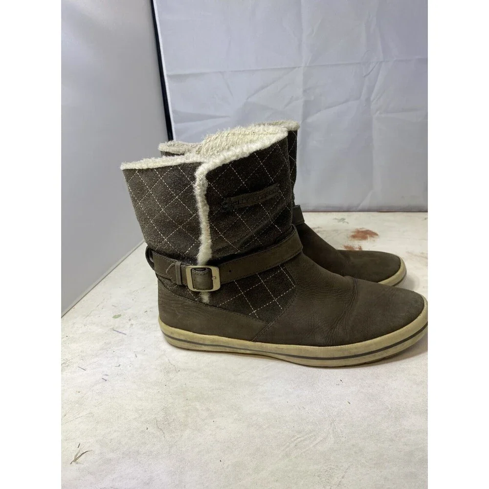 Helly Hansen Women`s Green Leather Boots Size 8